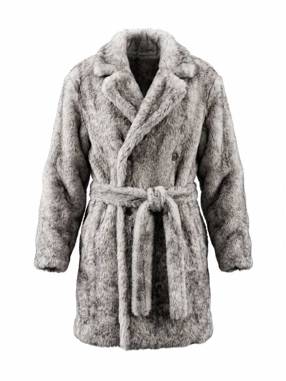 Fashion Nova Women's Faux Fur Pea Coat in Light Gray